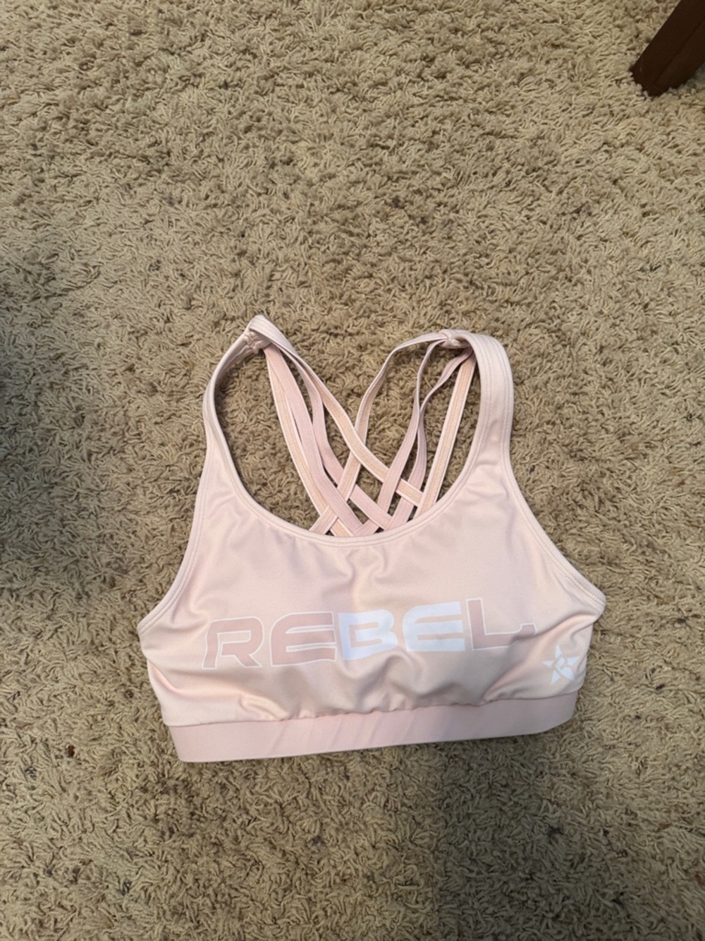 Rebel Women's Light Pink/cream Strappy Sports Bra